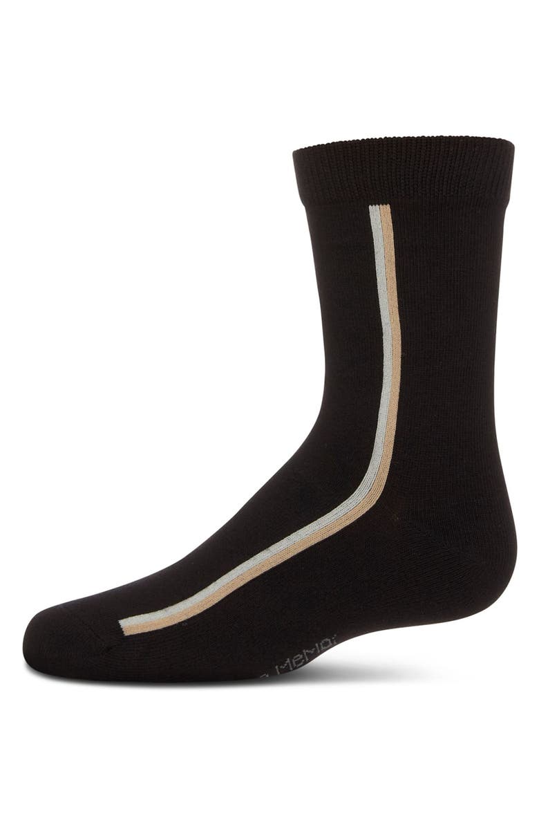 MeMoi Dual-Stripe Fine-Gauge Crew Sock, Main, color, Black