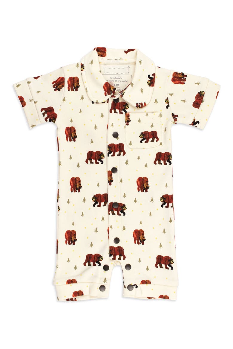 x The Very Hungry Caterpillar™ Organic Cotton Romper, Main, color, BROWN BEAR