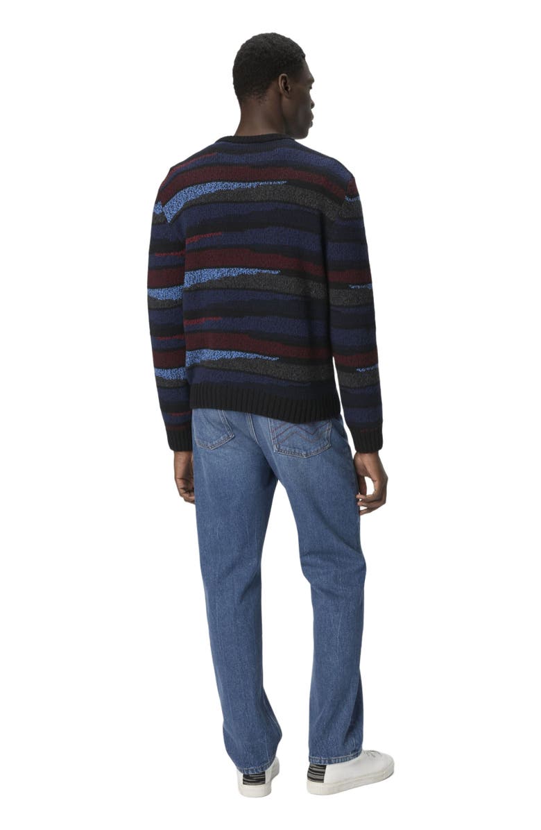 Missoni Crew Neck Sweater With Striped Inlay, Alternate, color, Navy Blue & Burgundy