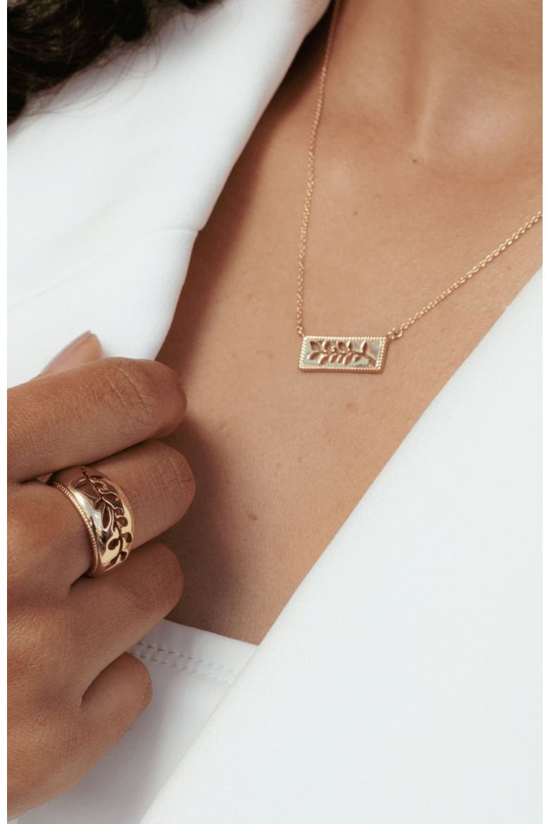 Olive Branch Necklace, Alternate, color, 18k Gold Plated