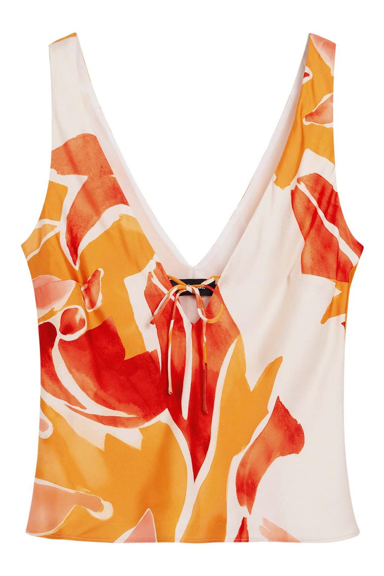 Tie Front Sleeveless Tank, Alternate, color, ORANGE