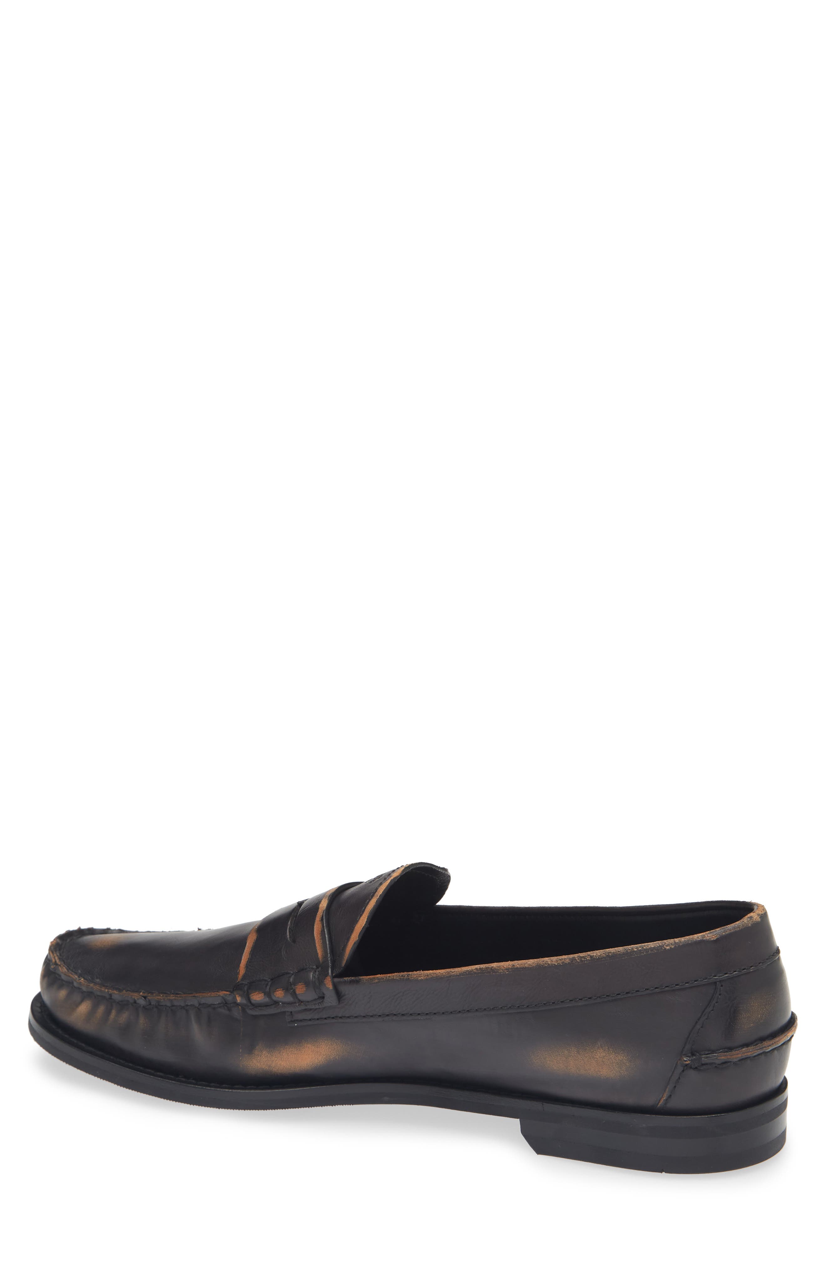 Antiqued Leather Loafer, Alternate, color, NERO/ CUOIO