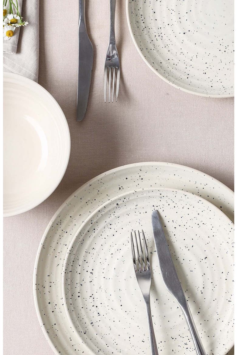 Dua Stoneware 12-Piece Dinnerware Set, Alternate, color, White