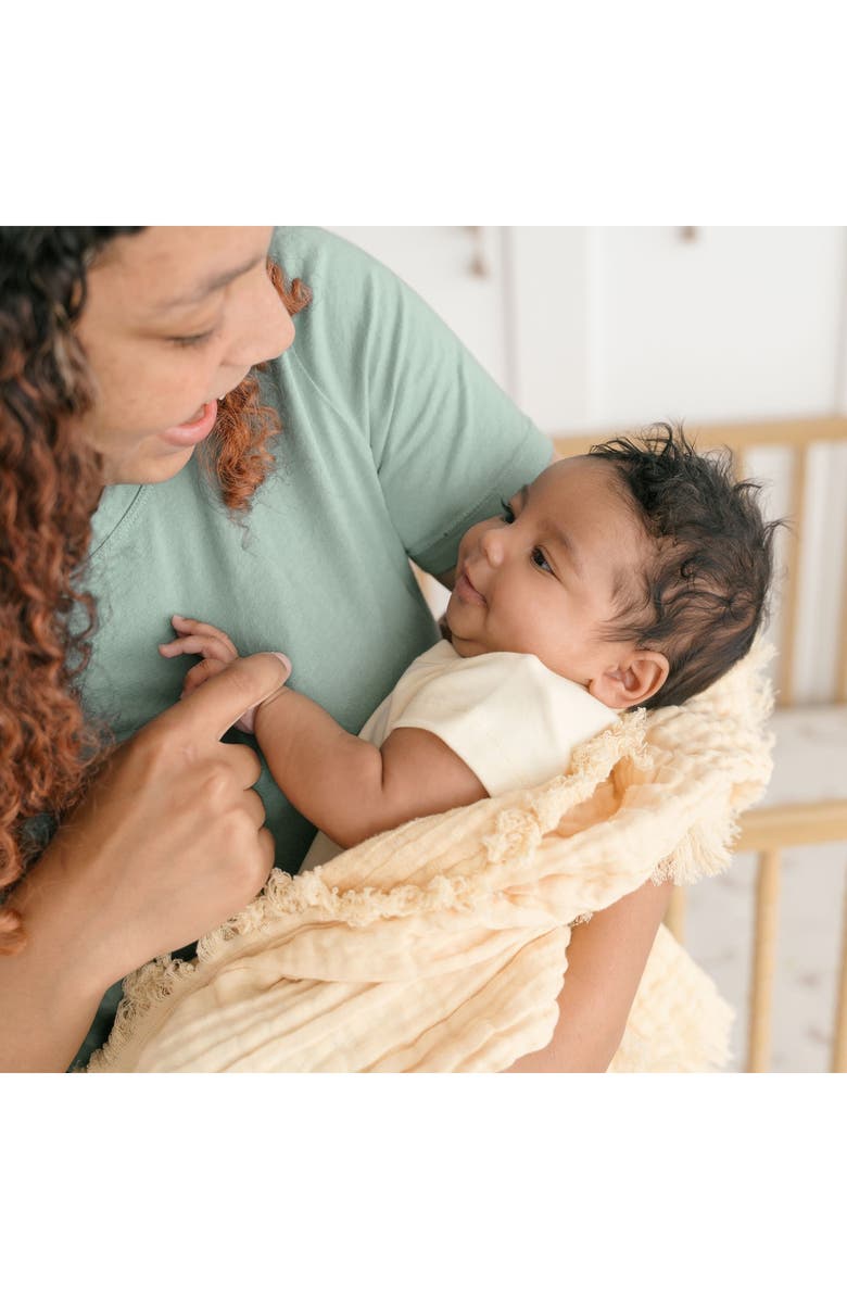 CRANE BABY Ombré Cotton Muslin Blanket, Alternate, color, Yellow