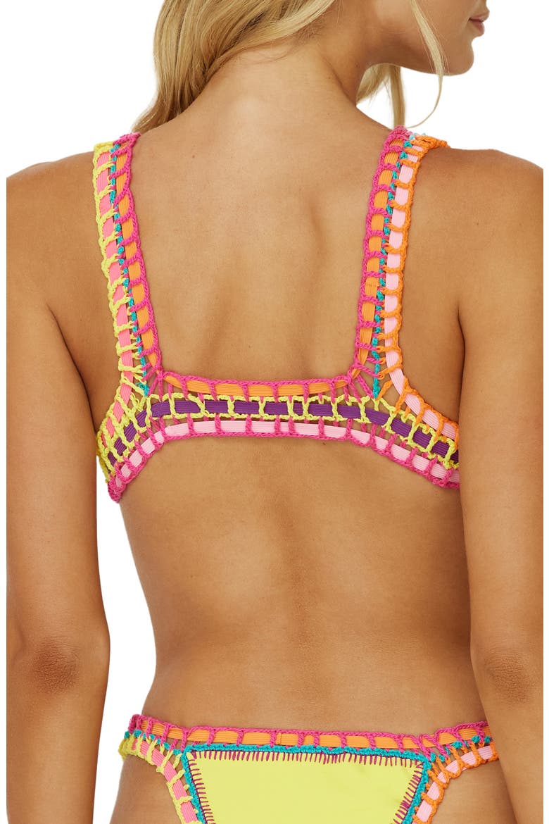 Colorful Whipstitch Trim Triangle Bikini Top, Alternate, color, DANDELION