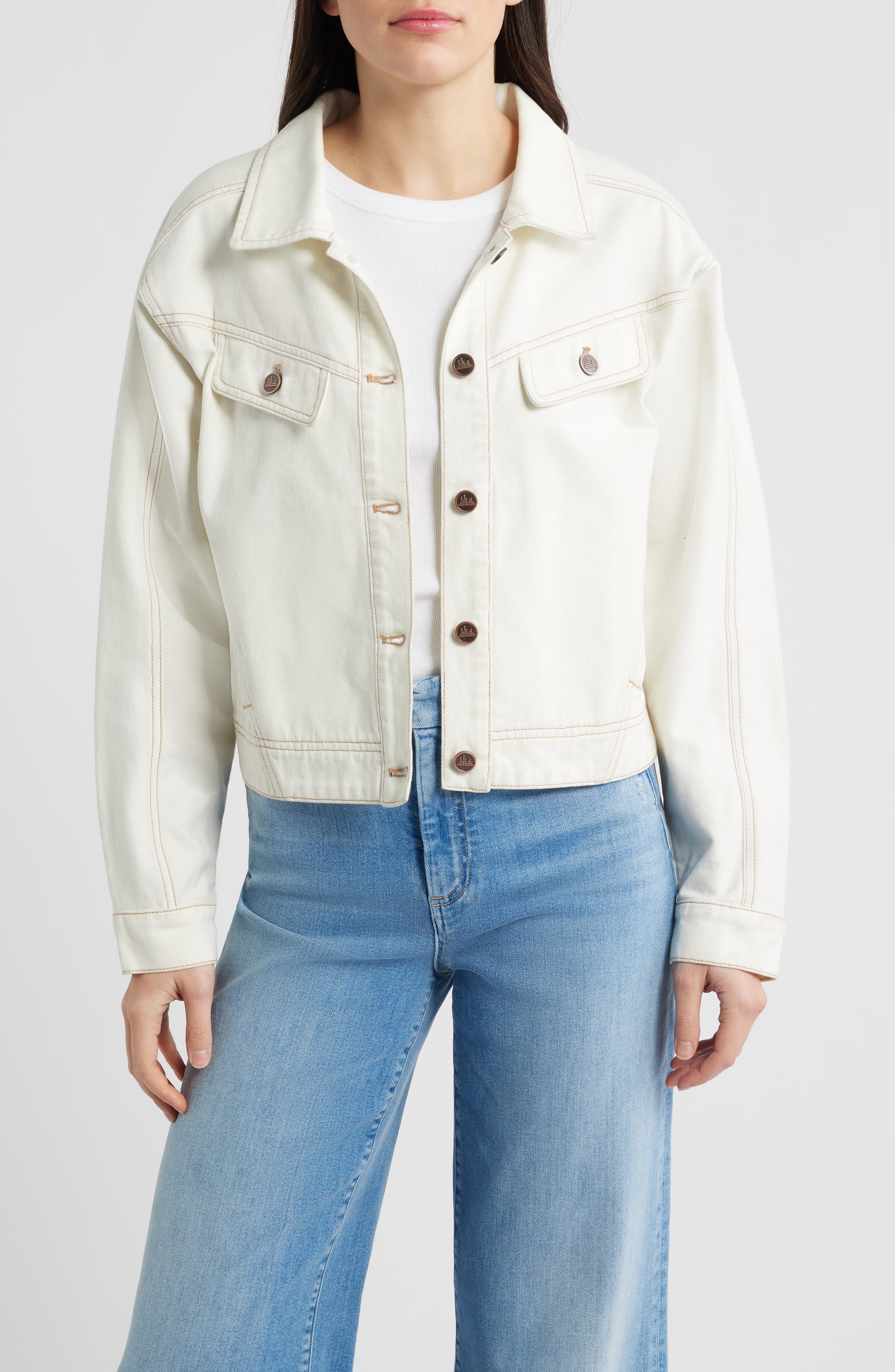 City Blues Slant Pocket Denim Jacket In White