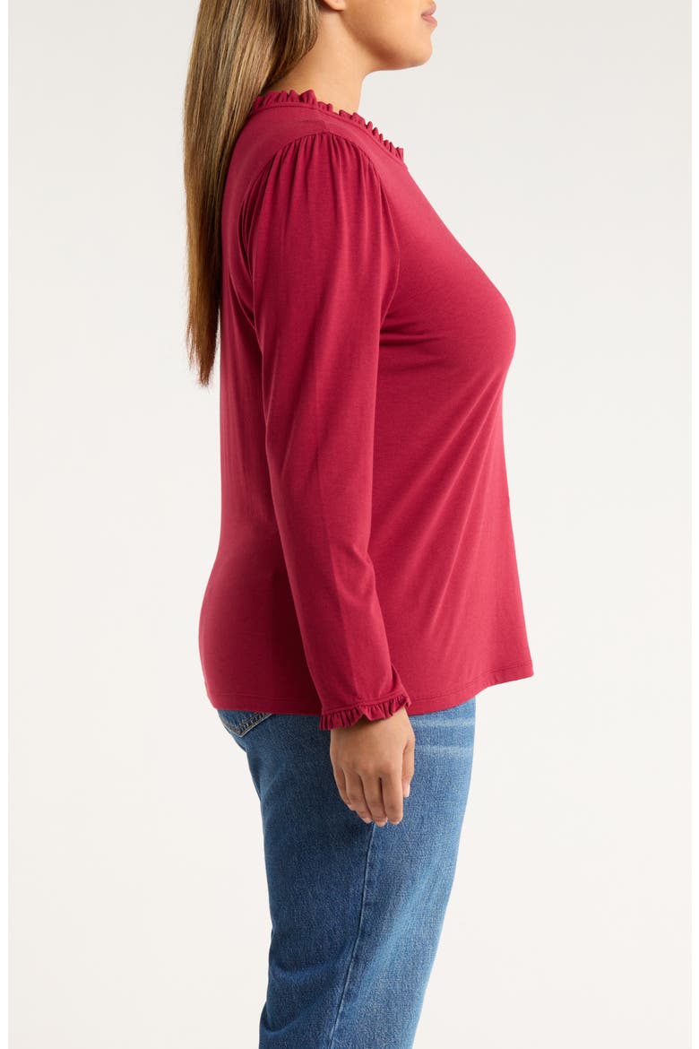 Ruffle Detail Knit Top, Alternate, color, RED RUMBA