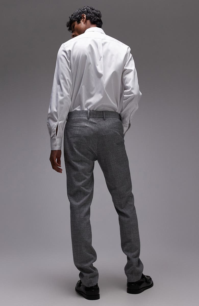 Topman Skinny Fit Textured Cotton Dress Pants, Alternate, color, Grey