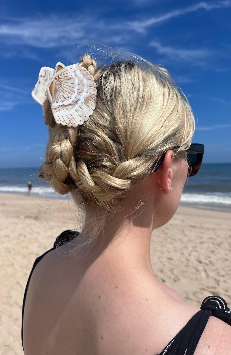 Solar Eclipse Seashell Hair Claw Clip, Alternate, color, Golden Sand
