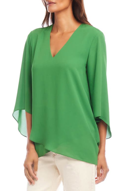 Karen Kane Plus Size Bracelet Sleeve Asymmetric Top In Green