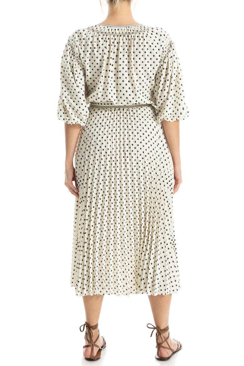 Elbow Length Sleeve Crepe Dress, Alternate, color, ECRU/ KHAKI/ BLACK