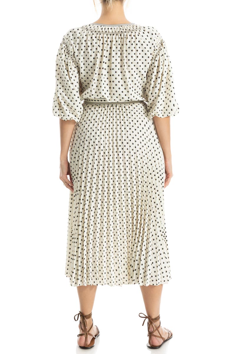 MAX STUDIO Elbow Length Sleeve Crepe Dress, Alternate, color, Ecru/ Khaki/ Black