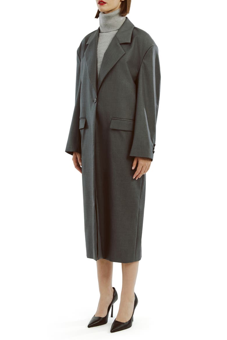 Maika Longline Coat, Alternate, color, DARK GREY