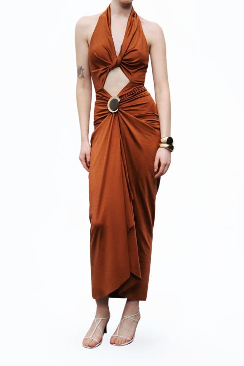 Nocturne Accessory And Cut-out Detailed Maxi Dress In Orange