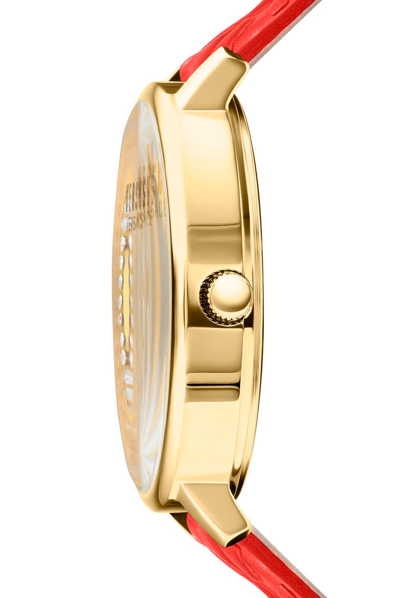 La Villette Leather Strap Watch, 36mm, Alternate, color, GOLD