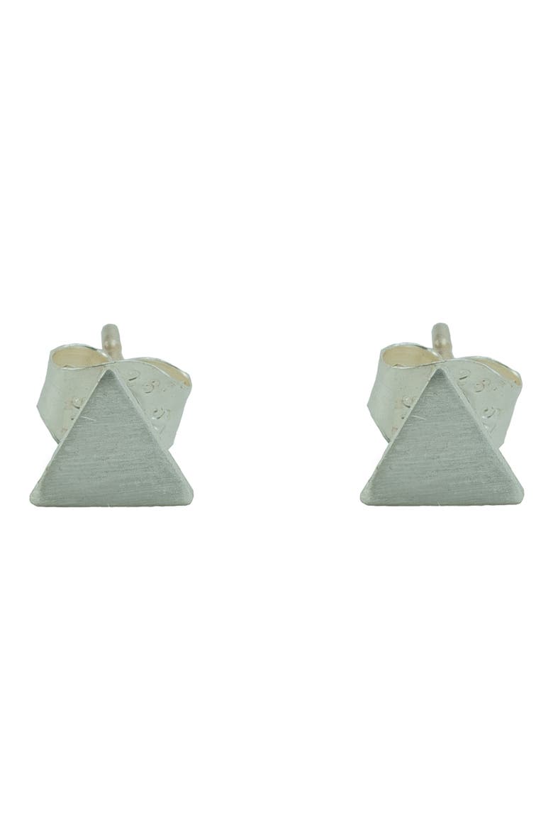 Triangle Stud Earrings, Main, color, SILVER
