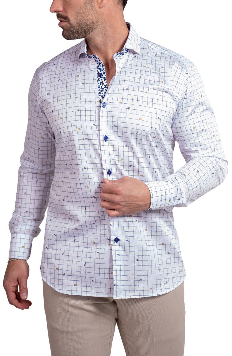 Maceoo Einstein Ascension 0230 Mouse & Cheese Print Contemporary Fit Button-Up Shirt, Alternate, color, White
