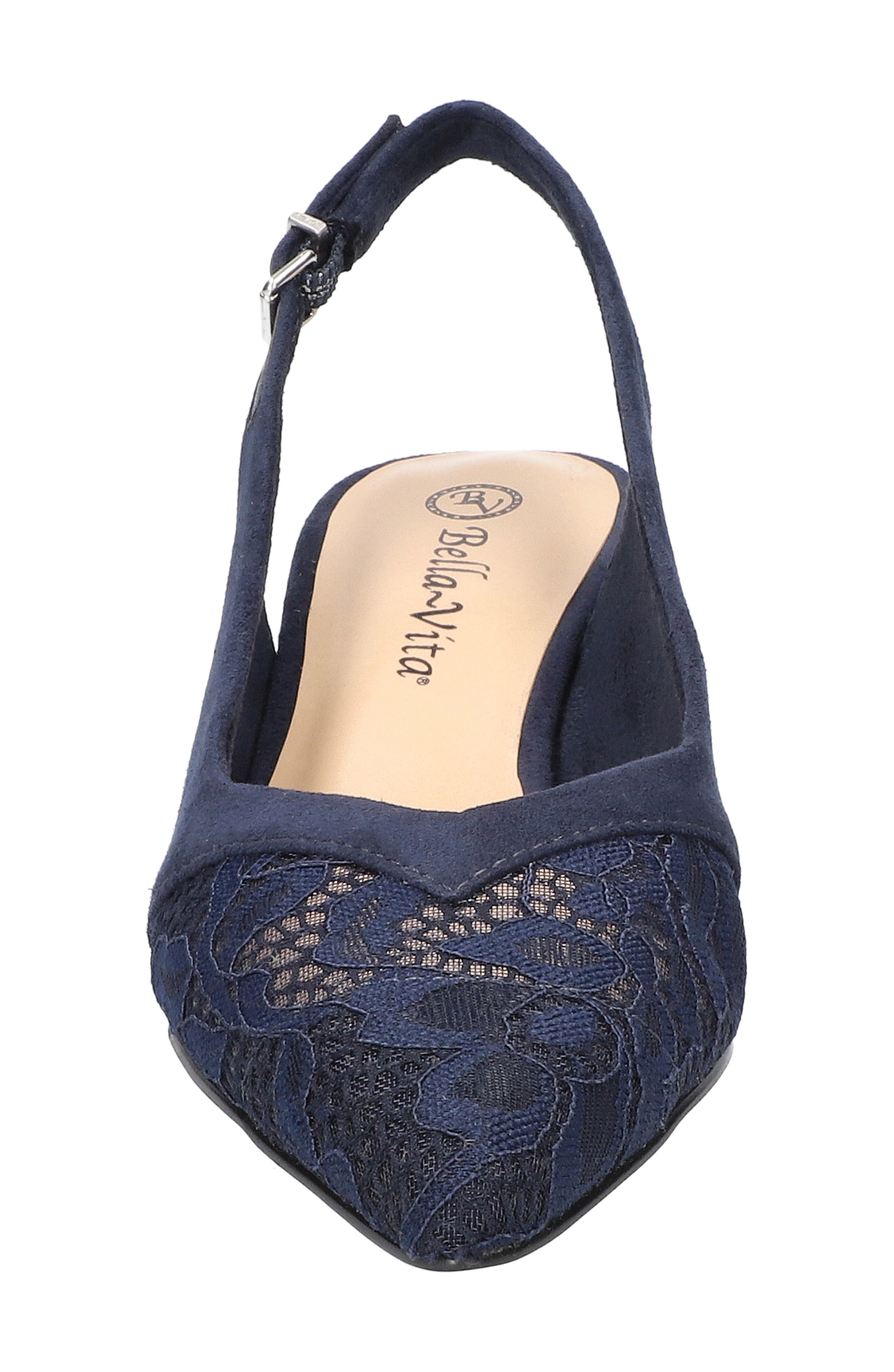 Bella Vita Marquette Slingback Kitten Heel Pump, Alternate, color, Navy Suede