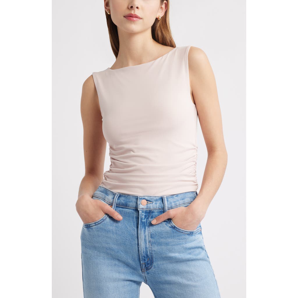 Open Edit Boat Neck Sleeveless Top In Pink Sepia