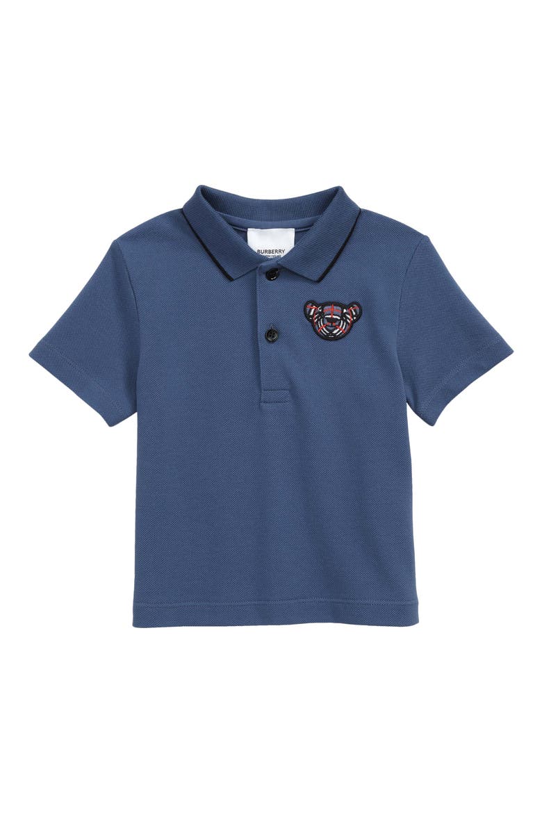 Hecter Thomas Bear Cotton Piqué Polo, Main, color, PEBBLE BLUE