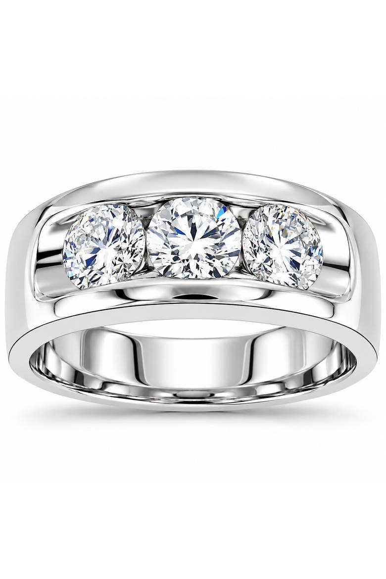 2 1/4ct Diamond Men's Three Stone Ring 10k Gold Lab Grown, Main, color, 10k White Gold