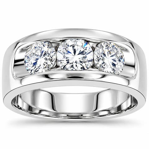 2 1/4Ct Diamond Men's Three Stone Ring 10k Gold Lab Grown