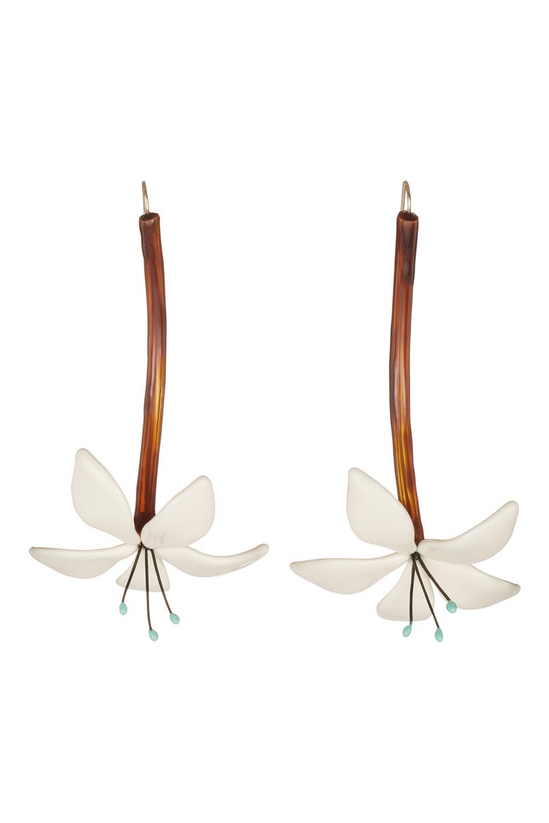 Curiosity Flower Drop Earrings, Main, color, TORTOISE