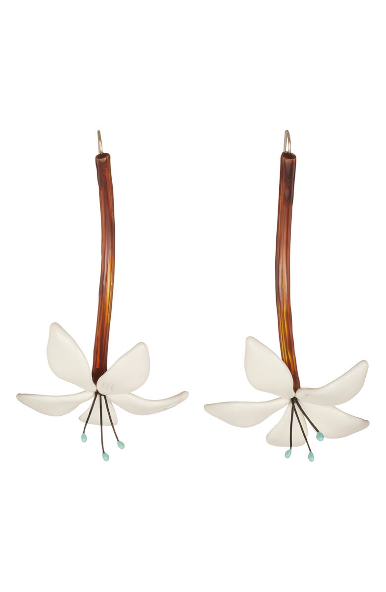 Tory Burch Curiosity Flower Drop Earrings, Main, color, Tortoise