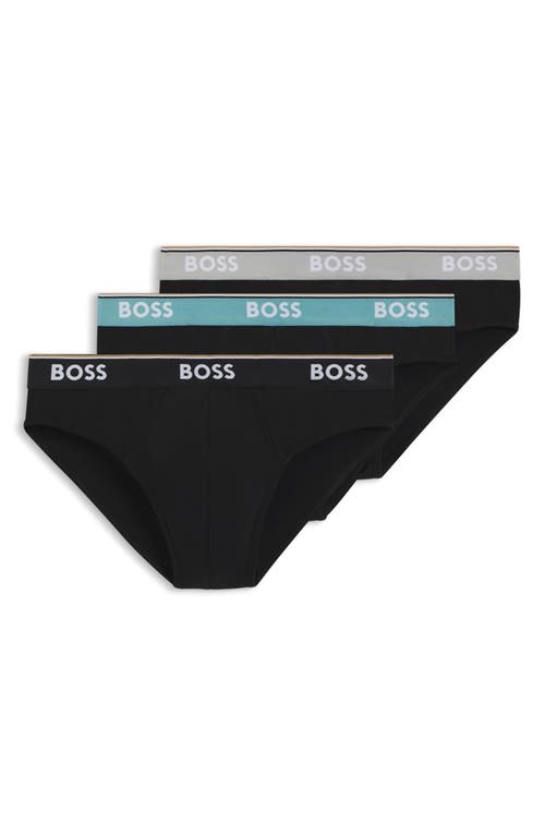Hugo Boss Boss Assorted 3-pack Power Stretch Cotton Briefs In Black
