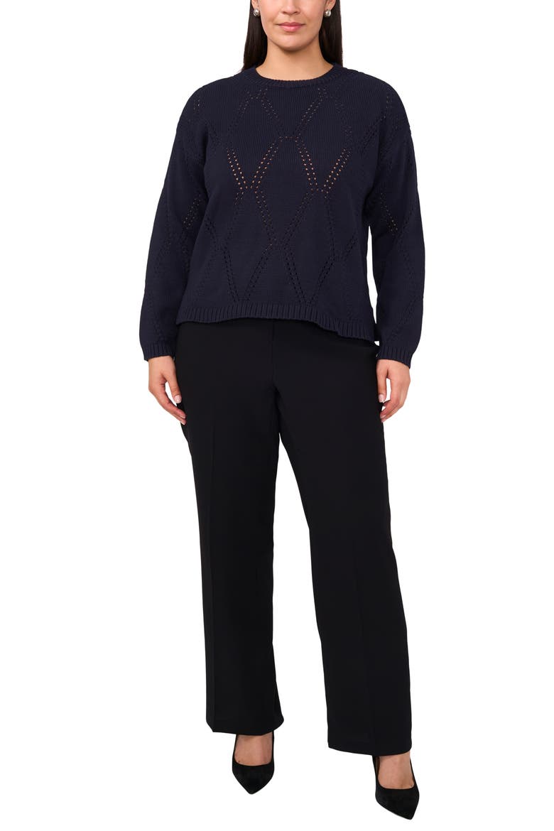 High-Low Crewneck Sweater, Alternate, color, NAVY DEPTHS