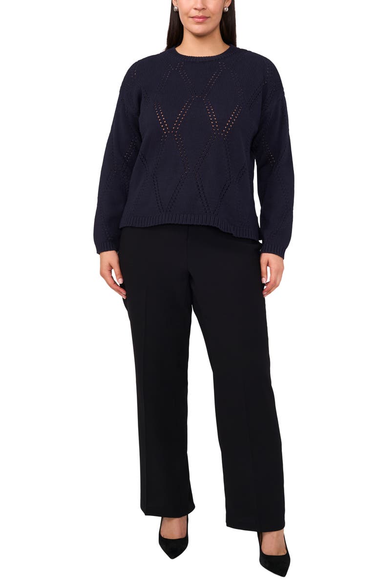 Halogen<sup>®</sup> High-Low Crewneck Sweater, Alternate, color, Navy Depths