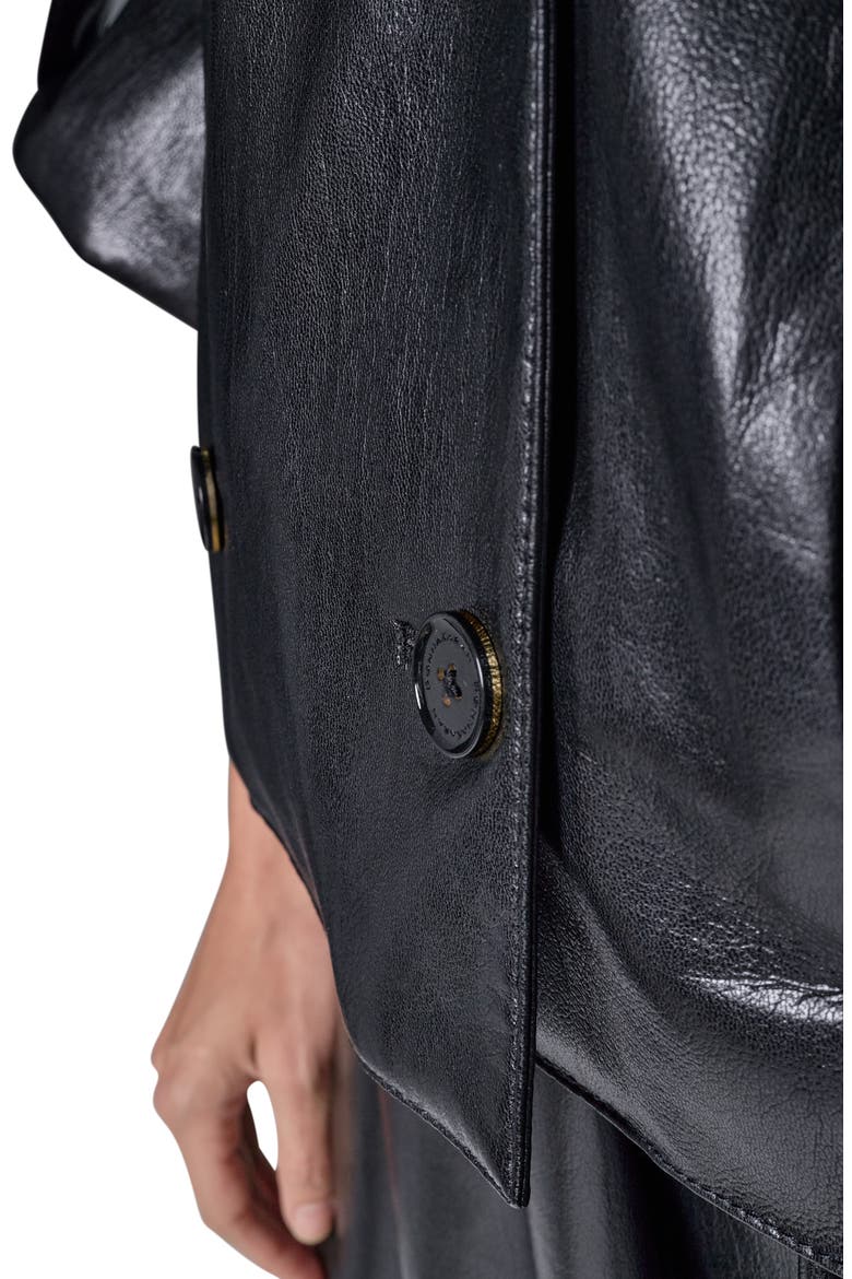 Roll Sleeve Faux Leather Jacket, Alternate, color, BLACK