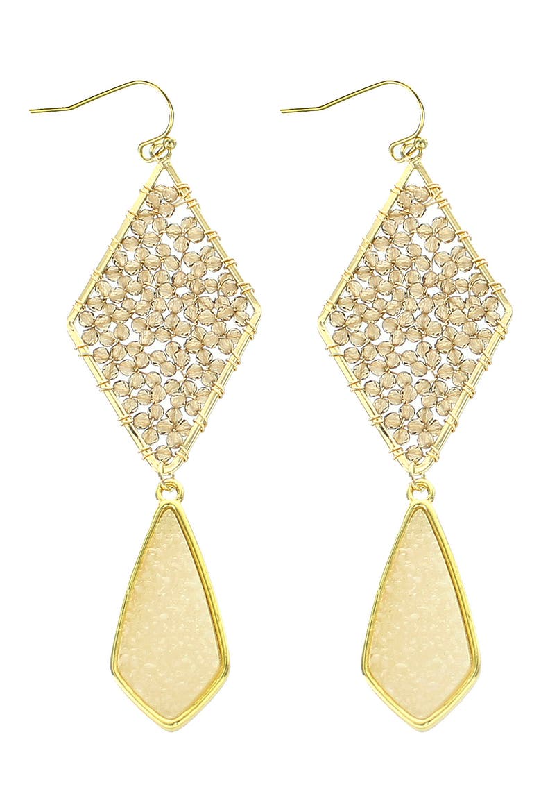 Tiered Drusy Drop Earrings, Main, color, WHITE