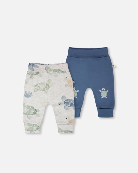 2 Pack Organic Cotton Jersey Evolutive Tutle Print Pants (Baby)