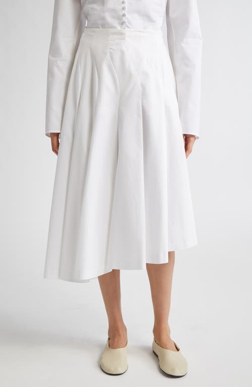 Shop Fforme Rio Asymmetric Pleated Organic Cotton Poplin Midi Skirt In White