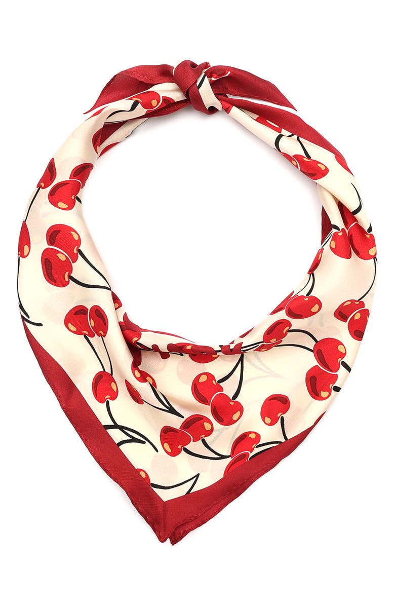 COACH Cherries Swirl Print Diamond Silk Scarf, Main, color, 