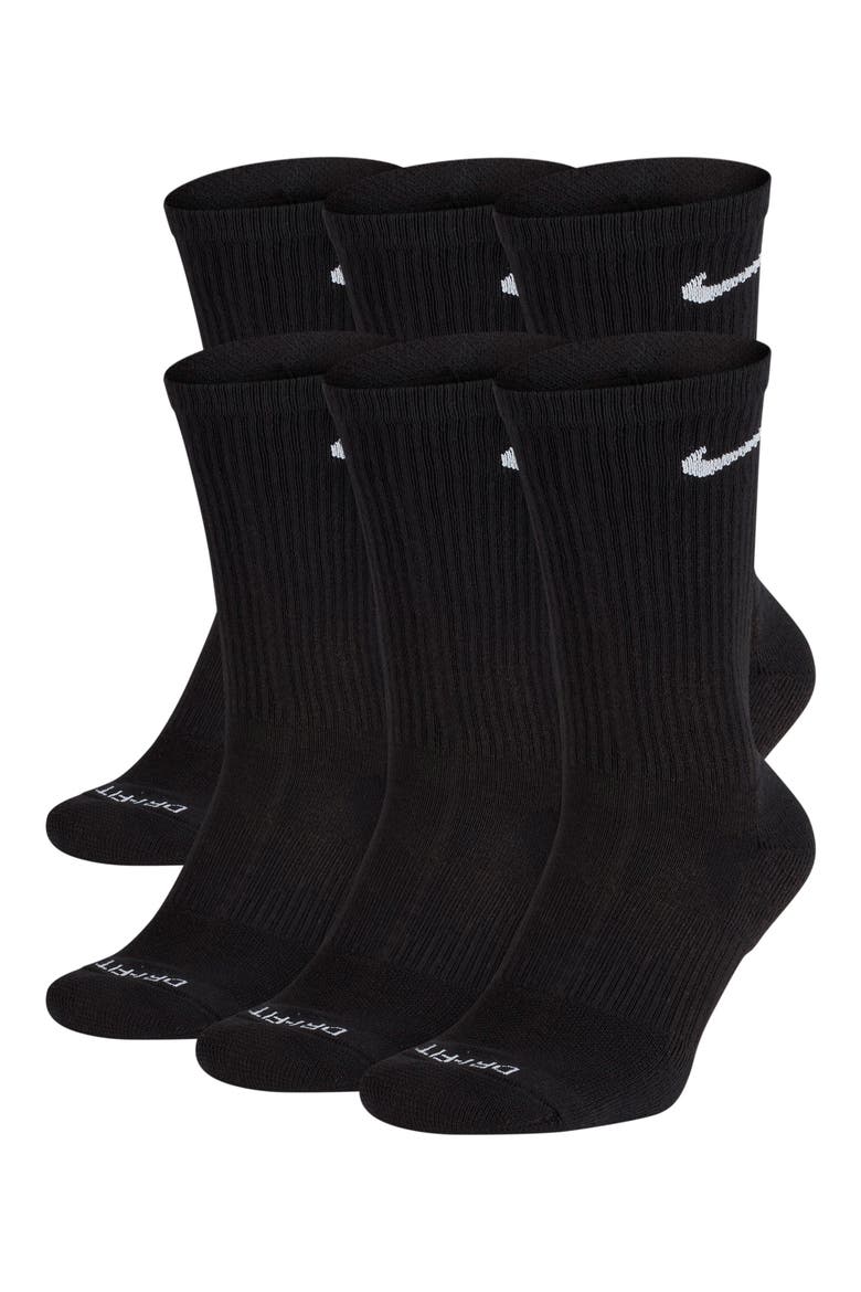 Assorted 6-Pack Everyday Plush Cushion Crew Training Socks, Main, color, BLACK/ WHITE