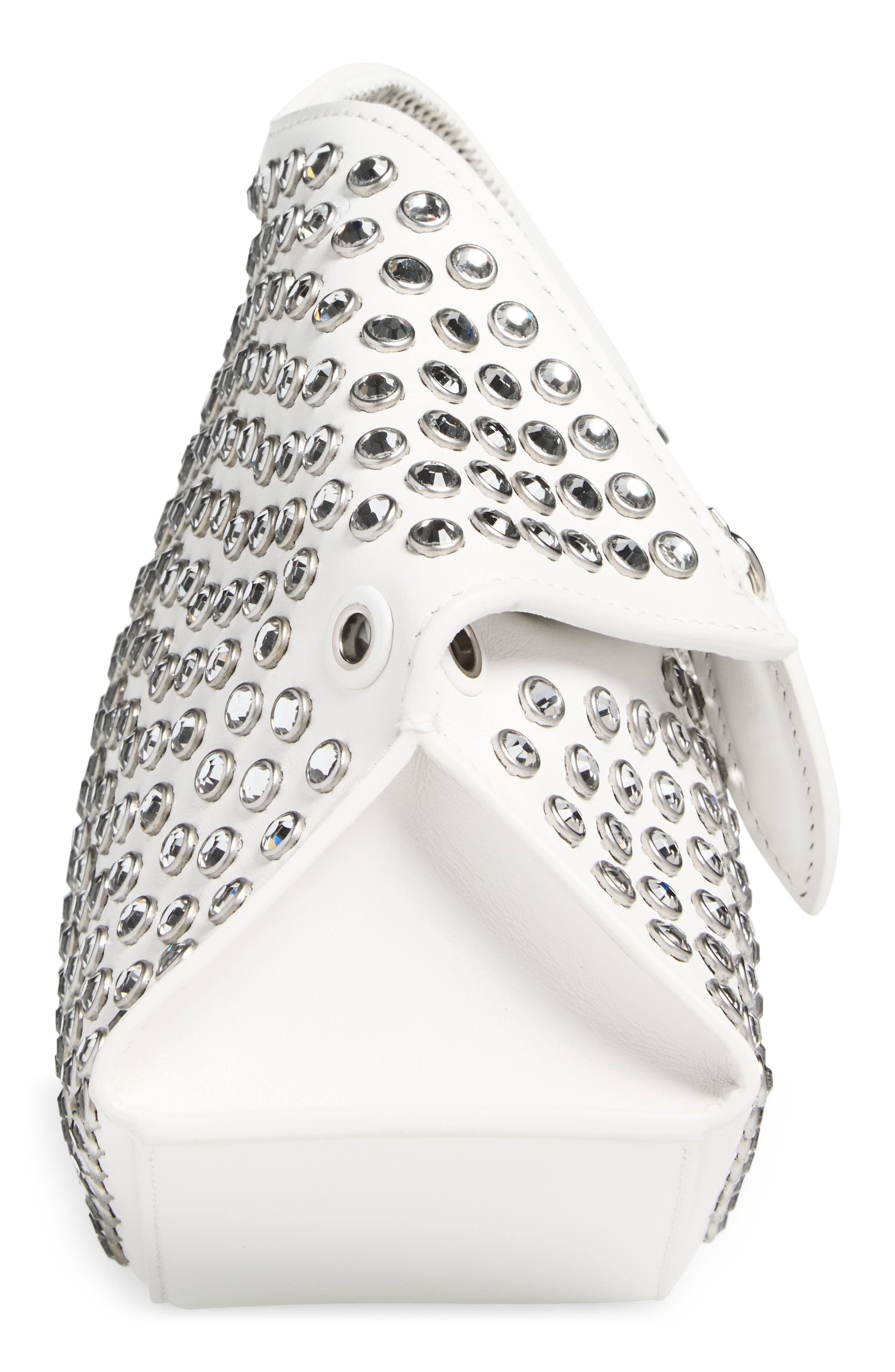 Manta Leather Clutch, Alternate, color, WHITE/ SILVER