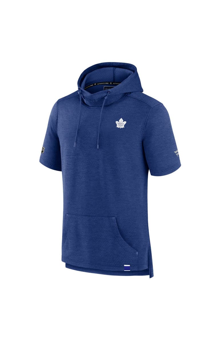 FANATICS Men's Fanatics Heather Blue Toronto Maple Leafs Authentic Pro Short Sleeve Pullover Hoodie, Alternate, color,