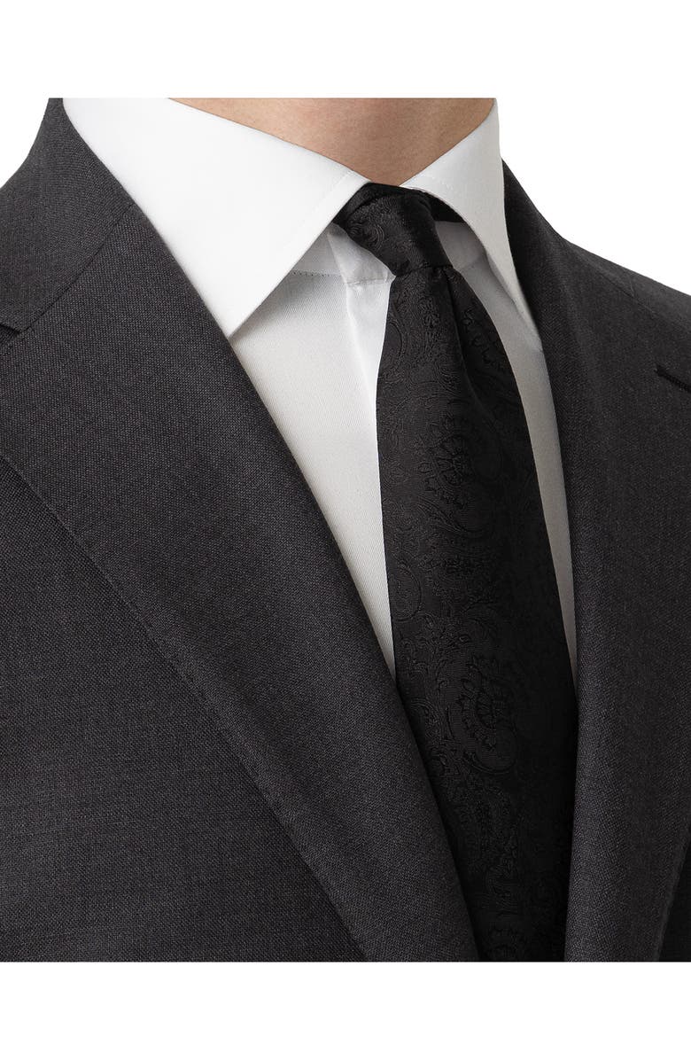 Eton Black Paisley Jacquard Silk Tie, Alternate, color, Black