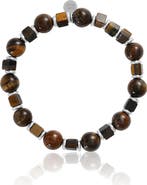 Lucky Brand Men's Tiger Eye & Hematite Beaded Stretch Bracelet
