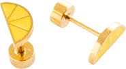 Pip Pop Girls' Lemon Flatback Stud Hypoallergenic Earrings
