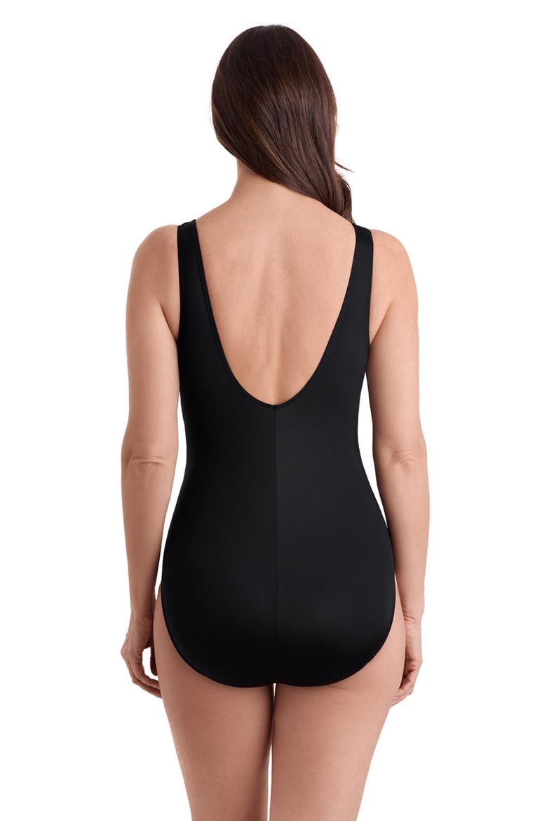 Folded Band Fan Tank Long Torso One-Piece Swimsuit, Alternate, color, Blue
