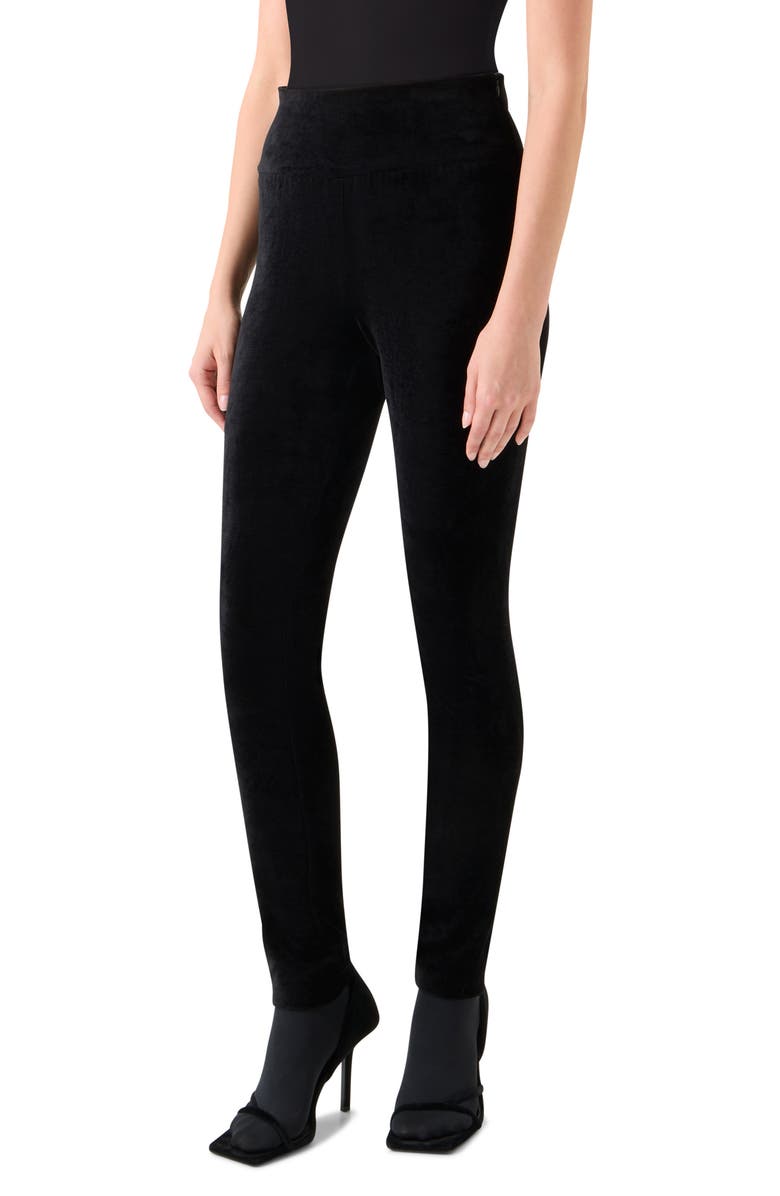 Akris punto Meva Stretch Velvet Leggings, Alternate, color, Black