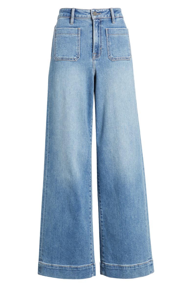 Patch Pocket Wide Leg Jeans, Alternate, color, MEDIUM WASH
