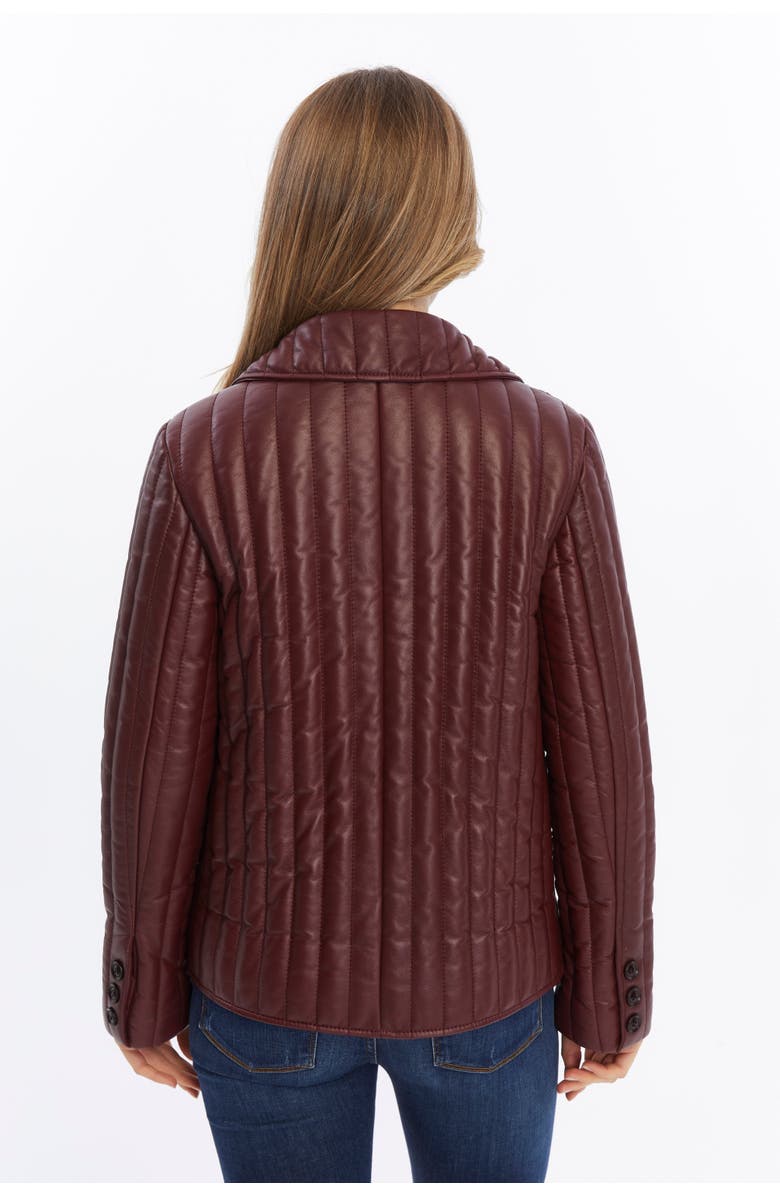 FURNIQ UK Tabitha Leather Coat, Alternate, color, Burgundy