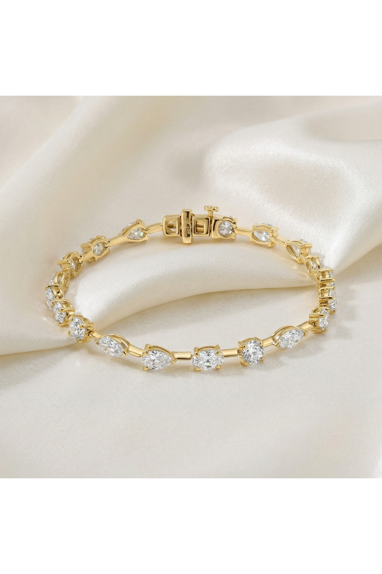 8Ct Mixed Cut Diamond Tennis Bracelet 7" 14k Gold Lab Grown, Alternate, color, 14k Yellow Gold