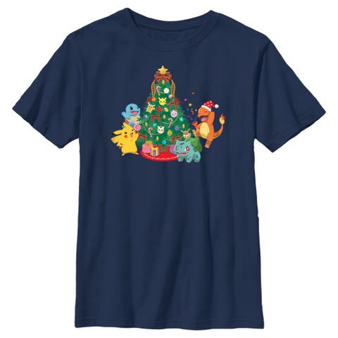 Boy's Pokemon Christmas Tree Characters  Graphic T-Shirt