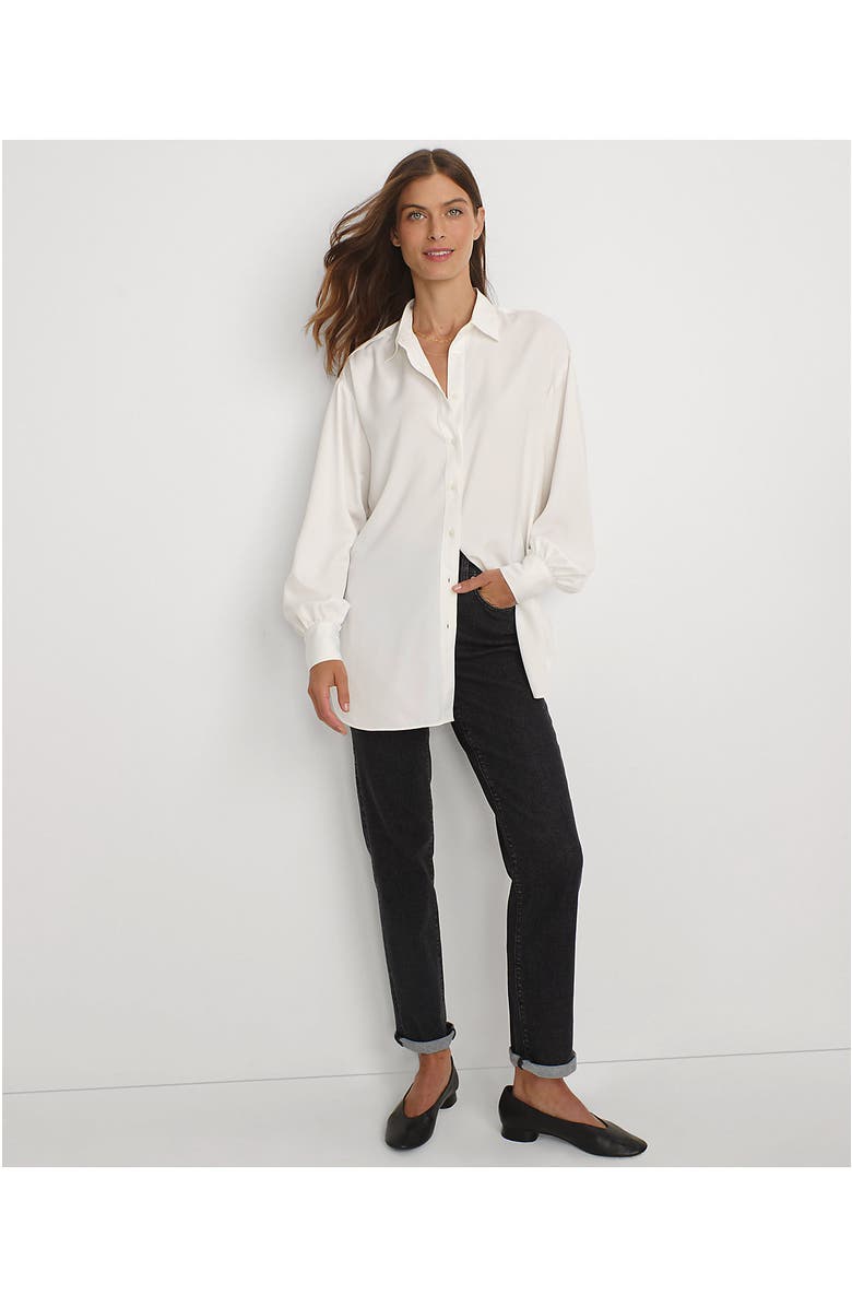 Lands' End Long Sleeve Oversized Satin Buttondown Tunic, Alternate, color,