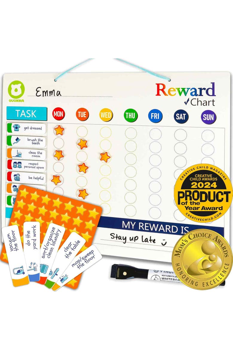 Magnetic Chore Chart for Kids - Visual Responsibility and Behavior Board for Children, Toddlers, and Teens, Main, color, 84 Magnets & 102 Stars